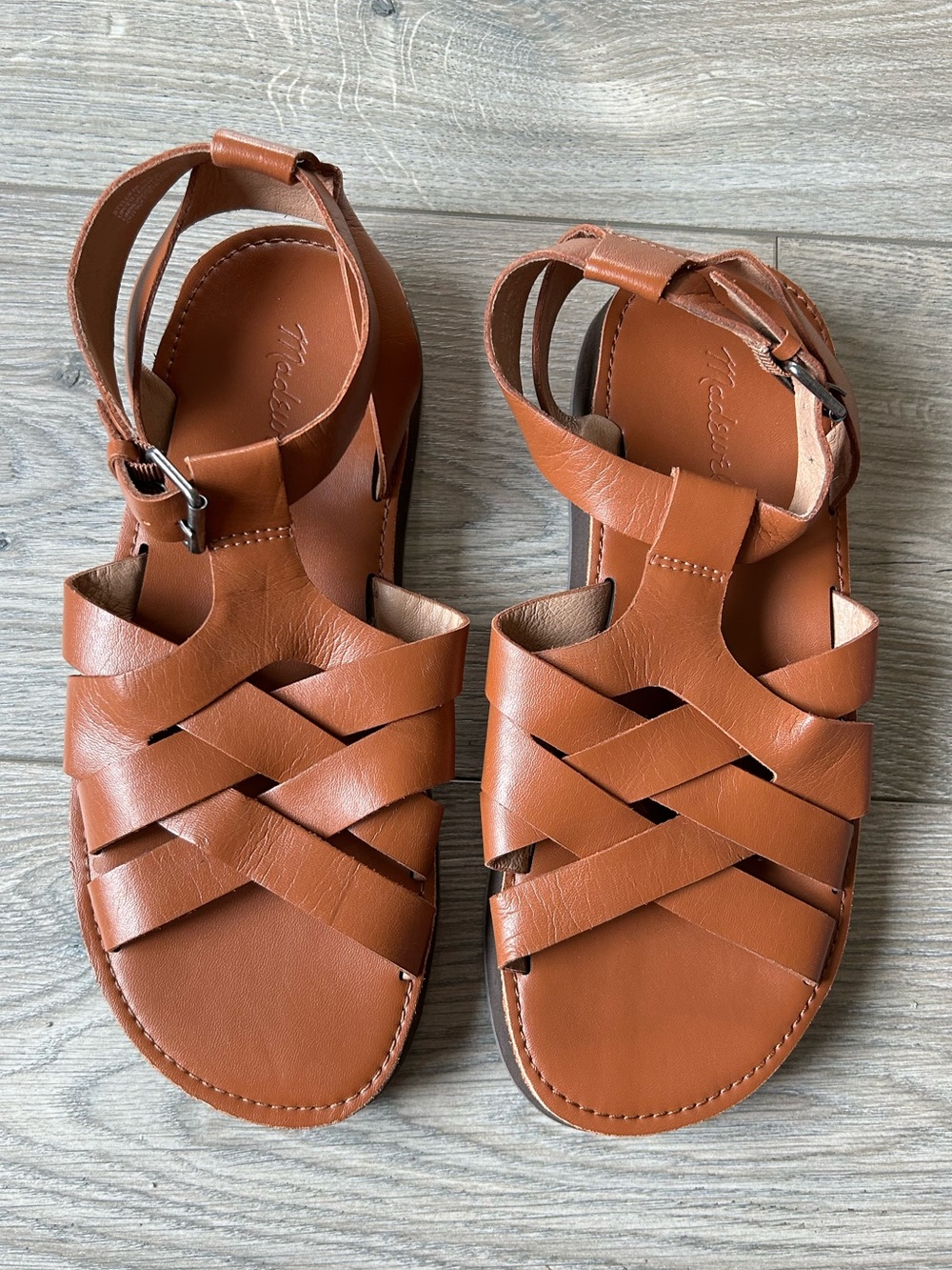 Madewell The Kristen Brown Leather Fisherman Sandals Size 10